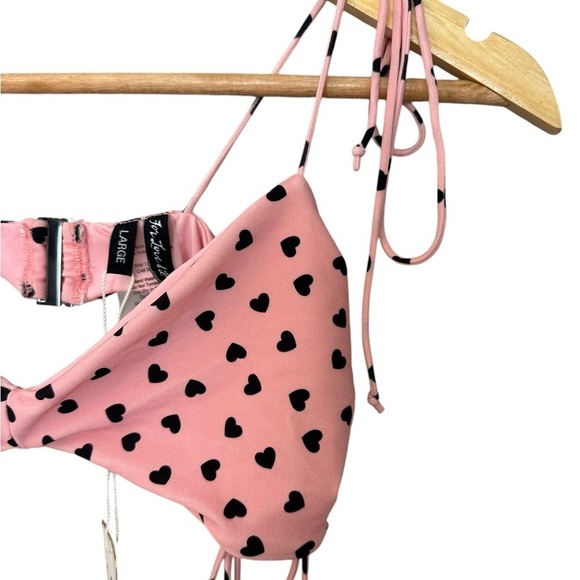 NWT For Love of Lemons Claudia Scrunch Bikini Top in Pink Hearts L - Picture 6 of 11